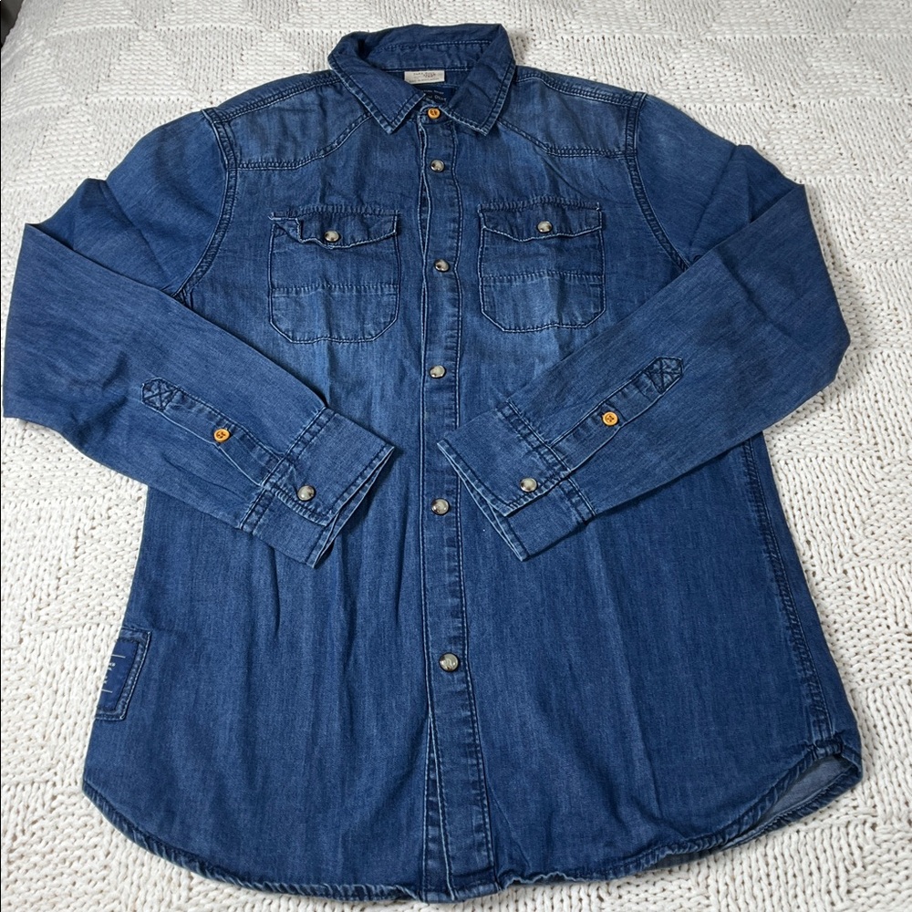 Zara Denim Snap Button Up Shirt